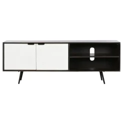 Mueble de TV con 2 Puertas y 2 Huecos Color Marrón Oscuro y Blanco MB-206313