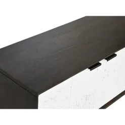 Mueble de TV con 2 Puertas y 2 Huecos Color Marrón Oscuro y Blanco MB-206313