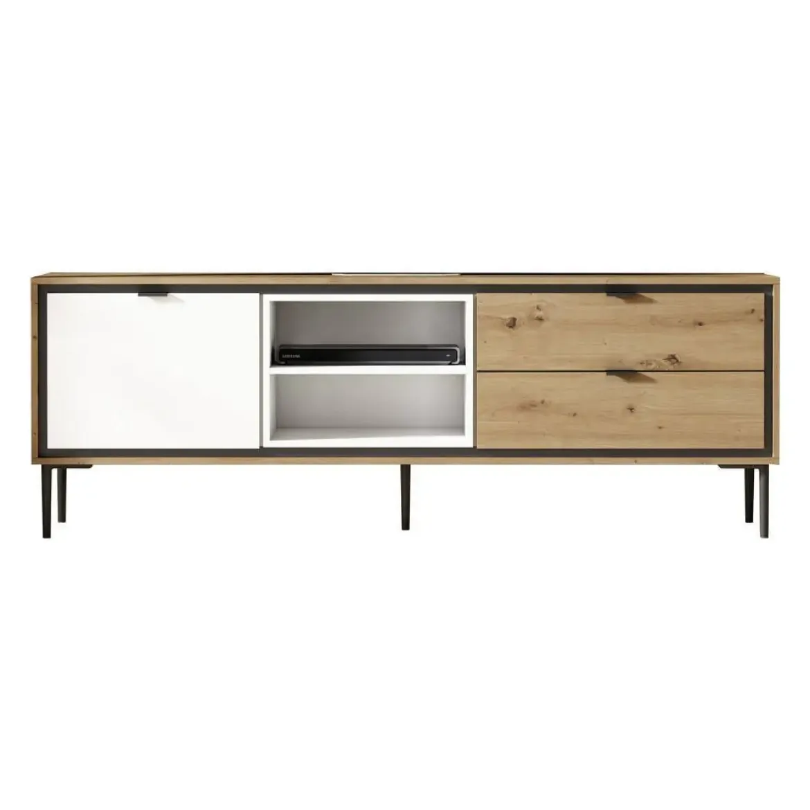 Mueble de TV con Puerta y 2 Cajones Amazona-Blanco K2