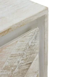 Mueble de TV de madera de mango con 2 puertas de color blanco patinado GABAR 10826