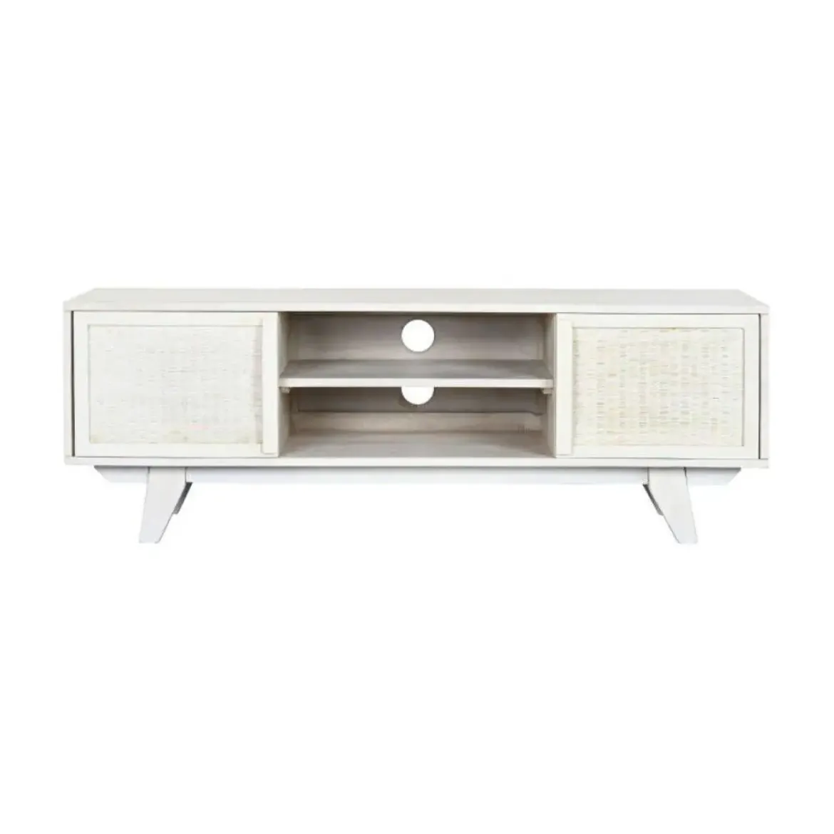 Mueble de TV de 2 Puertas y 2 Huecos Color Blanco Roto MB-215068