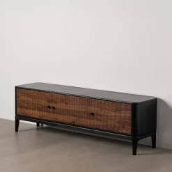 Mueble de TV en Madera de Mango y Sheesham Marrón-Negro 612965