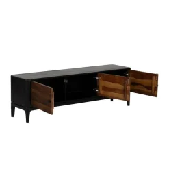 Mueble de TV en Madera de Mango y Sheesham Marrón-Negro 612965