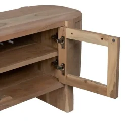 Mueble de TV en Madera Natural con Puertas y Patas Elevadas 180 cm 612846