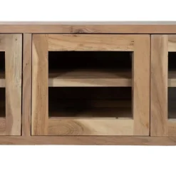 Mueble de TV en Madera Natural con Puertas y Patas Elevadas 180 cm 612846