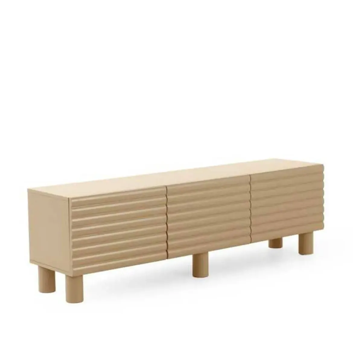 Mueble de TV MDF Beige Arena con Relieve Ondulado GABAR 11522