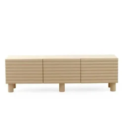 Mueble de TV MDF Beige Arena con Relieve Ondulado GABAR 11522