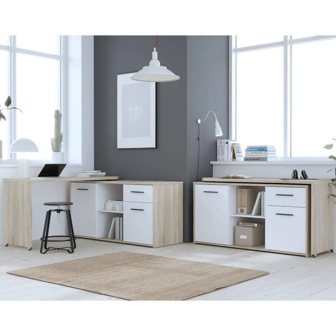 Mueble Multifuncional con Mesa Giratoria 180º y Ruedas A7