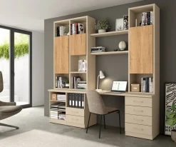 Mueble para Dormitorio con Escritorio LIDER GO 280 Acabado en Perla/Bambú