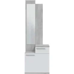 Mueble Recibidor con Espejo color Cemento y Blanco Artik KAREN 016745L