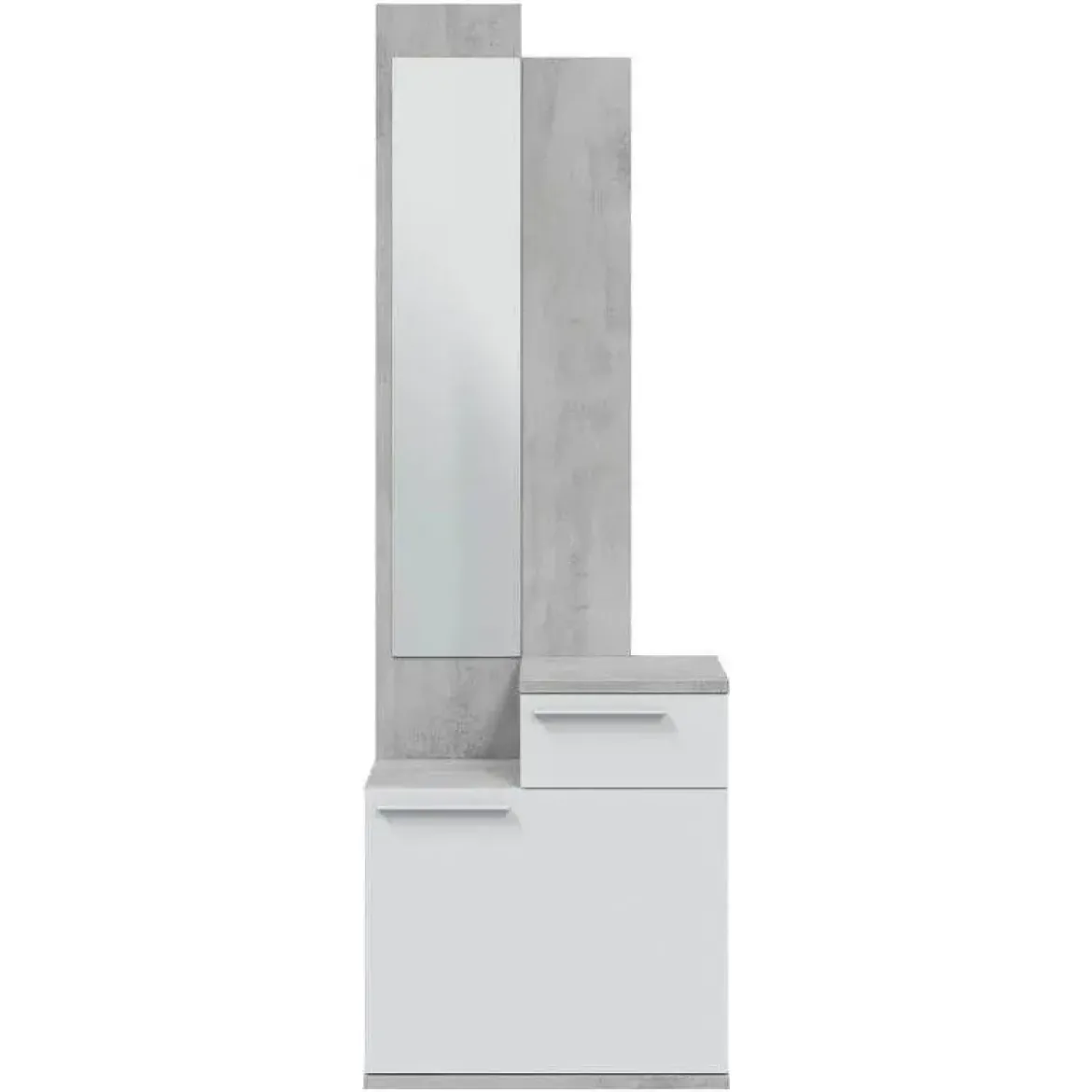 Mueble Recibidor con Espejo color Cemento y Blanco Artik KAREN 016745L