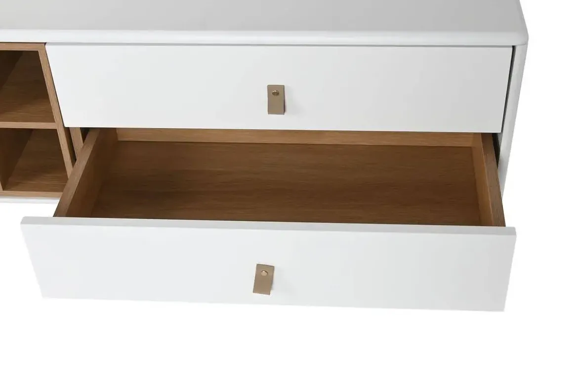 Mueble TV 140 cm Blanco con Cajones y Puerta MB-211739