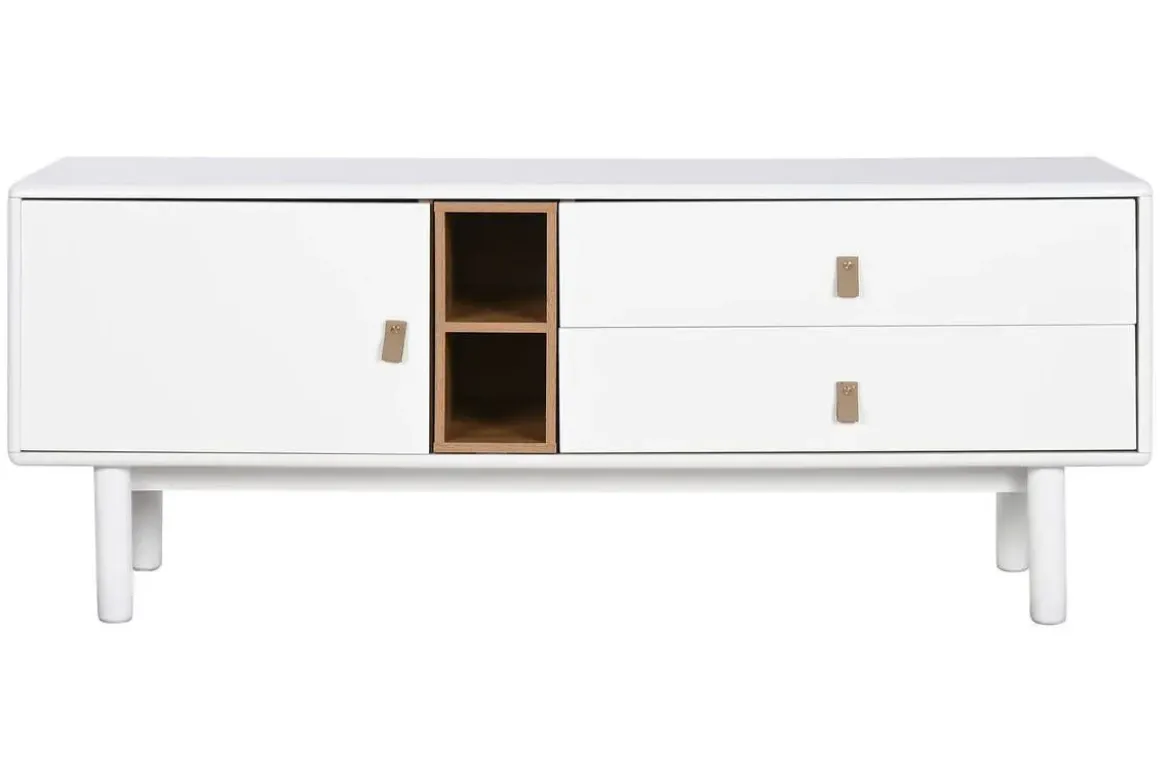 Mueble TV 140 cm Blanco con Cajones y Puerta MB-211739