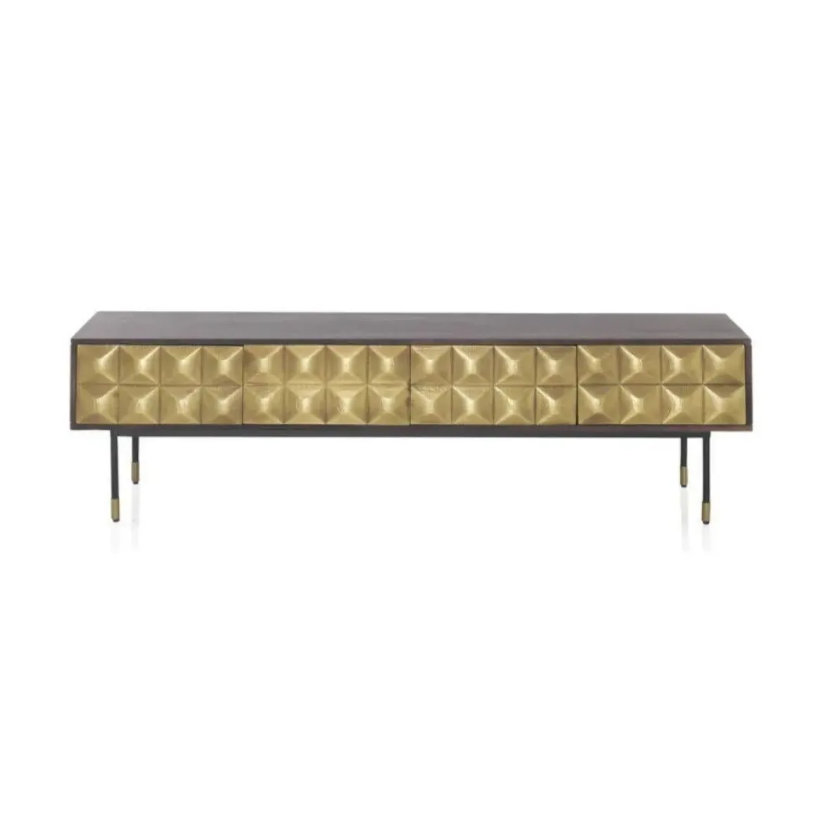 Mueble TV con en Acabado Dorado y Wengue de Madera de Mango GABAR 10837