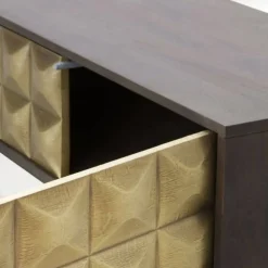 Mueble TV con en Acabado Dorado y Wengue de Madera de Mango GABAR 10837