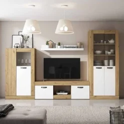Mueble TV con 2 Puertas ARGOS 2 en Naturale/Blanco