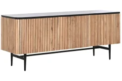 Mueble TV de Acacia con Mármol Negro y Patas de Metal MB-207417
