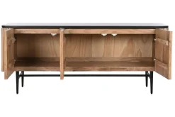 Mueble TV de Acacia con Mármol Negro y Patas de Metal MB-207417