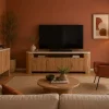 Mueble TV de Acacia con Mármol y Puertas MB-221942