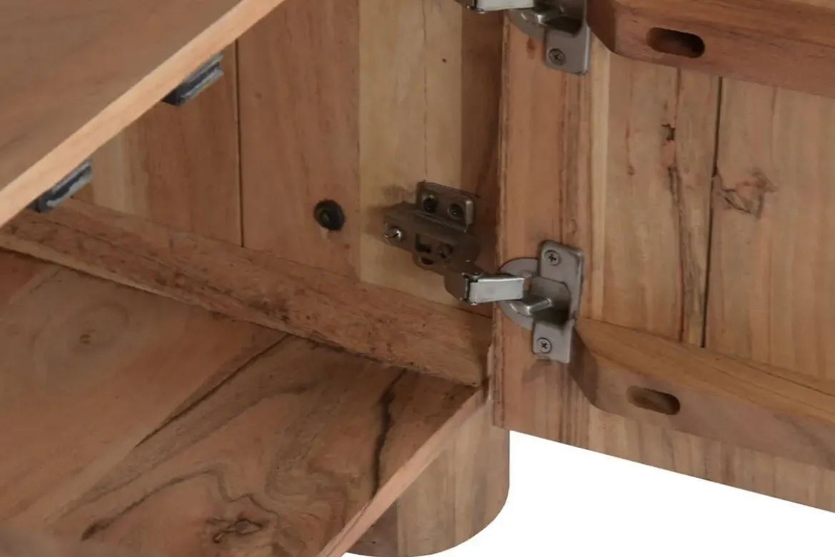 Mueble TV de Acacia con Mármol y Puertas MB-221942
