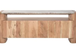 Mueble TV de Acacia con Mármol y Puertas MB-221942