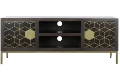 Mueble TV de Acacia con Patas de Metal Marrón MB-207543