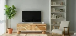 Mueble TV de Acacia con 3 Puertas MB-227294
