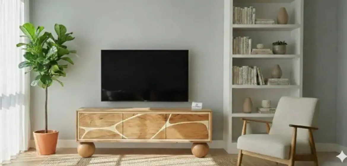 Mueble TV de Acacia con 3 Puertas MB-227294