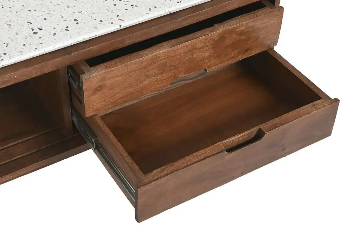 Mueble TV de Acacia con Superficie de Terrazo MB-219026