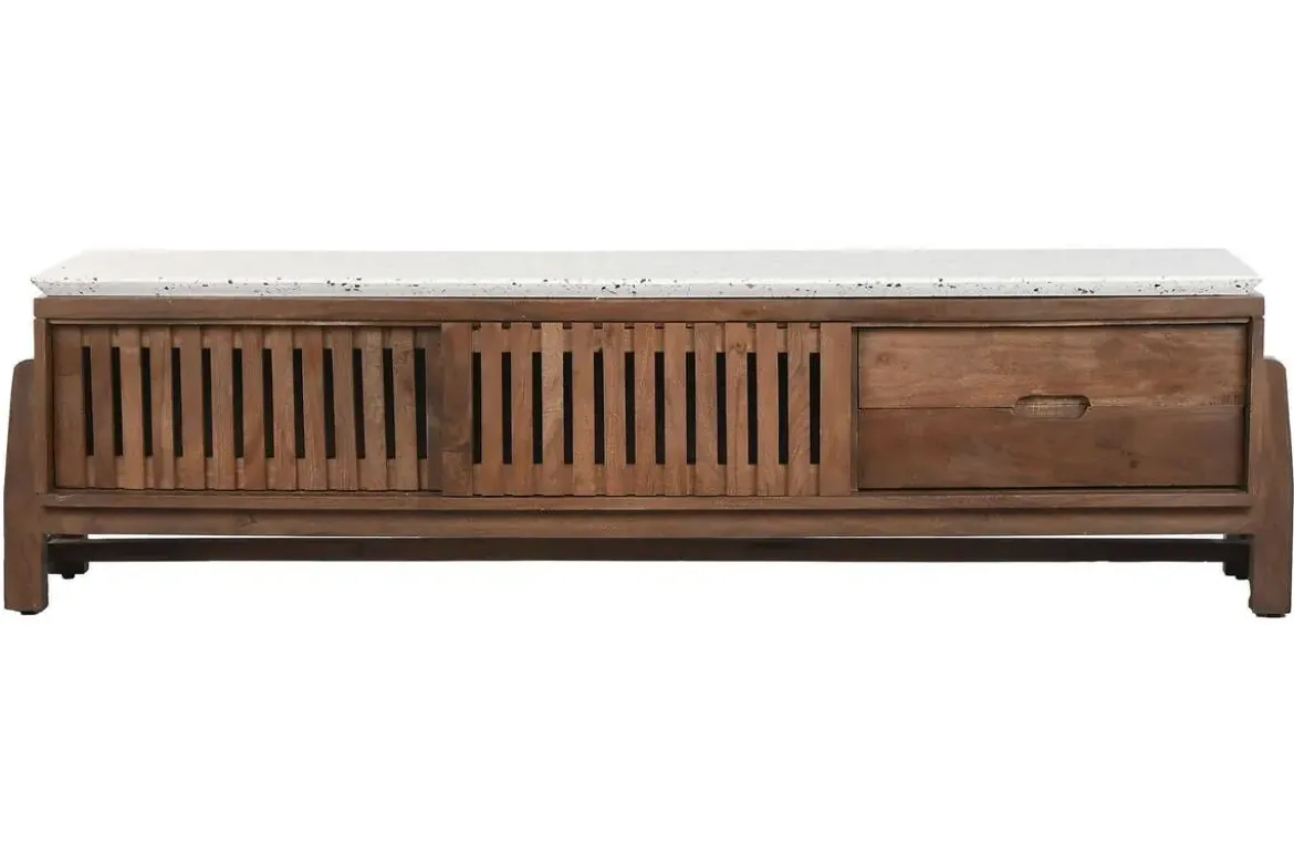 Mueble TV de Acacia con Superficie de Terrazo MB-219026