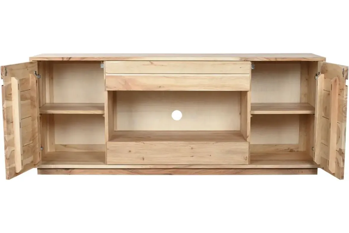 Mueble TV de Acacia Natural con Puertas y Cajones MB-220538