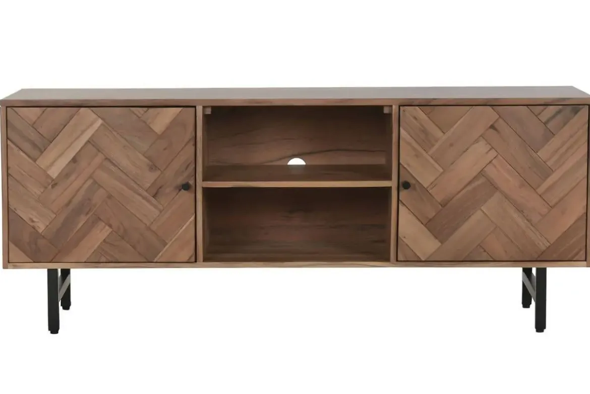 Mueble TV de Acacia y Metal Marrón 140 cm MB-222420