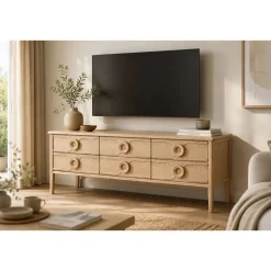 Mueble TV de Madera de Abeto con 6 Cajones Natural MB-219387