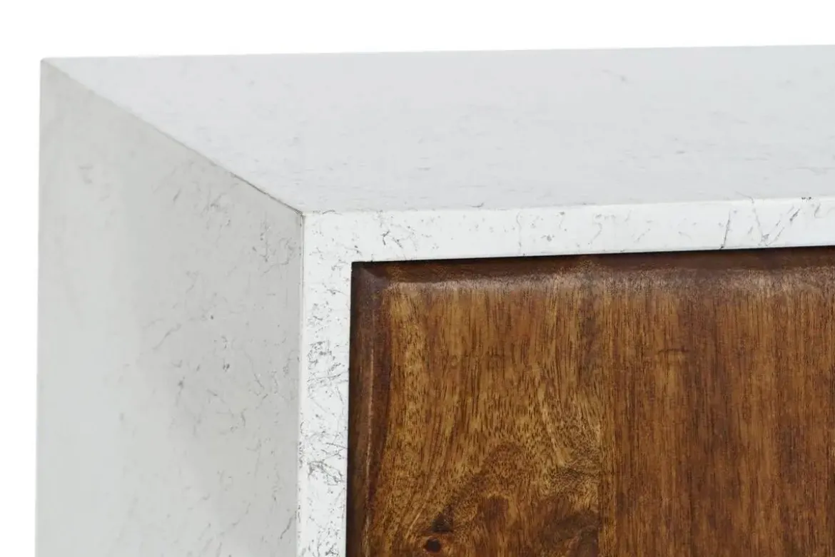 Mueble TV de Madera de Mango Blanco con Patas Metal MB-206320