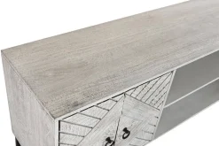 Mueble TV de Madera de Mango con Patas de Metal Blanco MB-200025