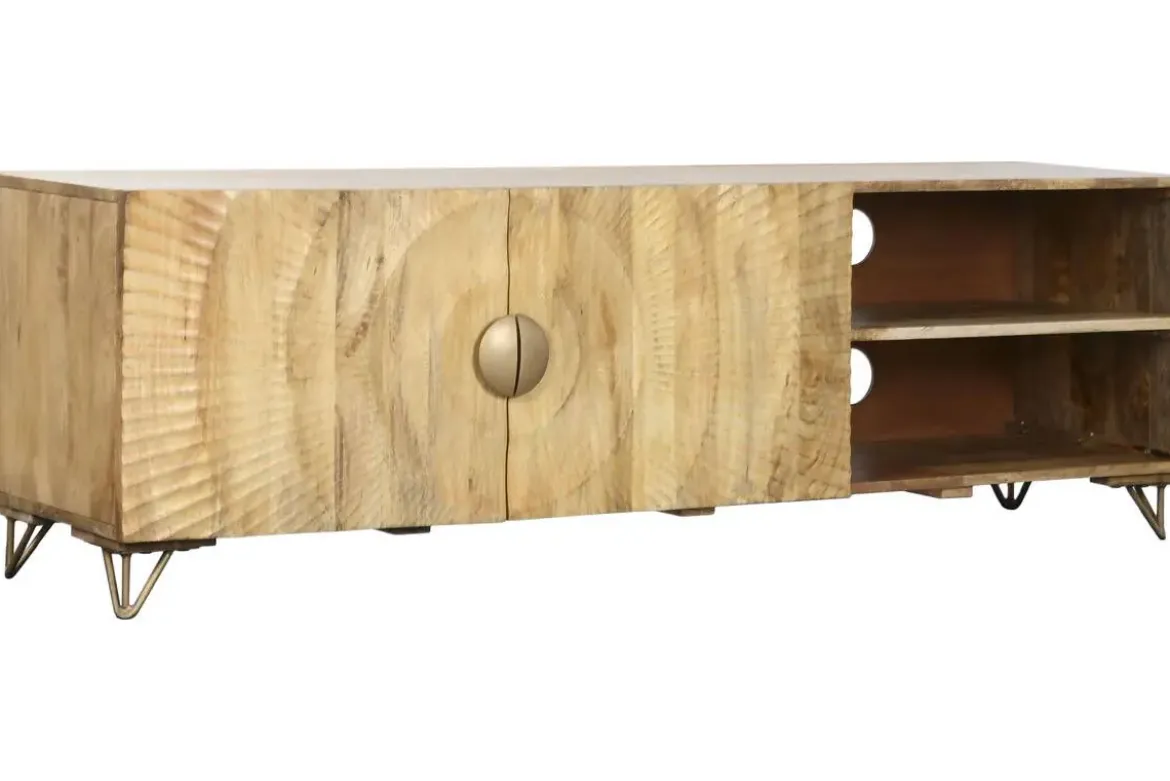 Mueble TV de Madera de Mango con Diseño de Mandalas y Metal MB-219963
