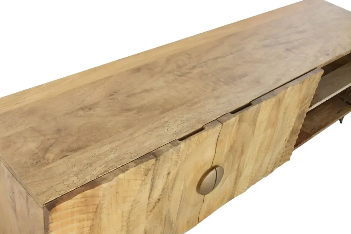 Mueble TV de Madera de Mango con Diseño de Mandalas y Metal MB-219963