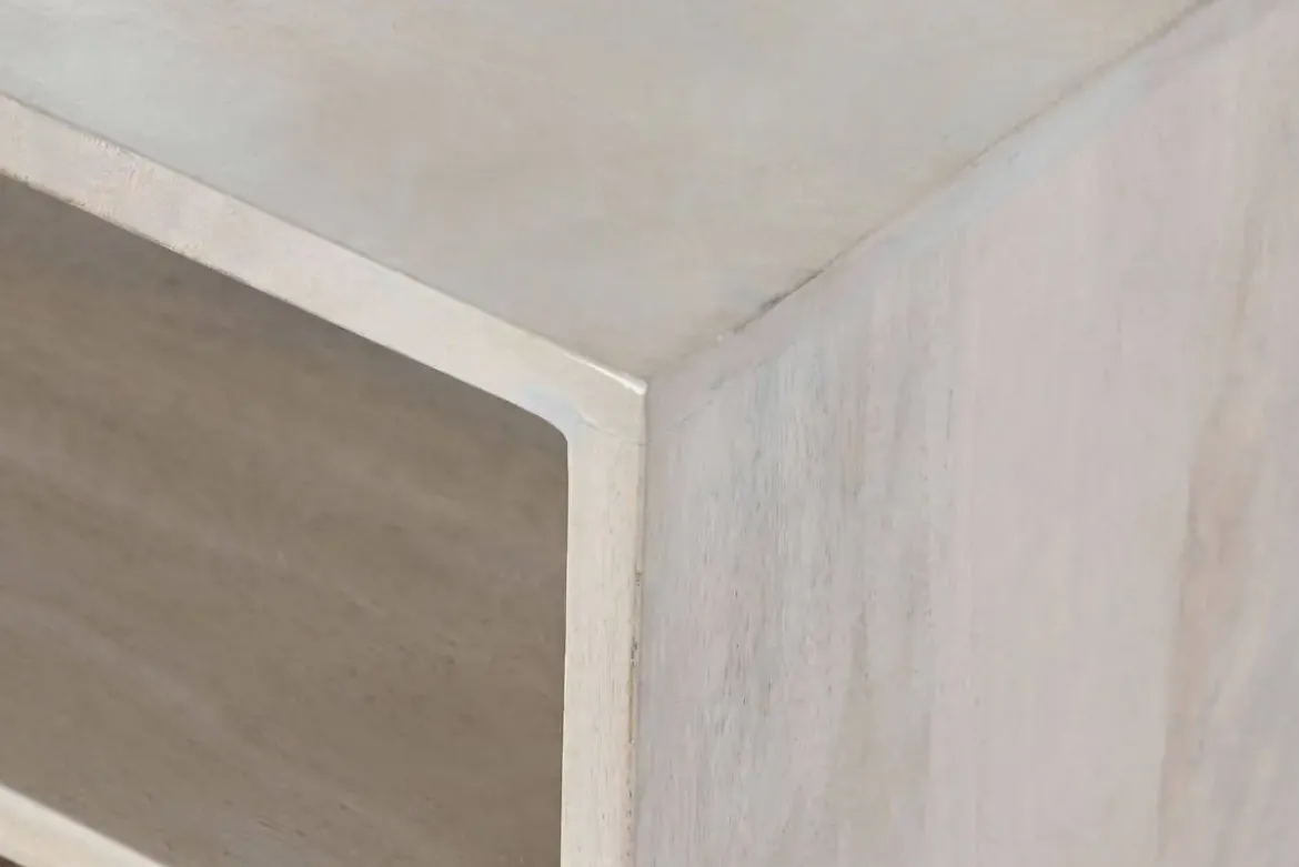 Mueble TV de Madera de Mango con Cenefa Blanca 130 cm MB-207571