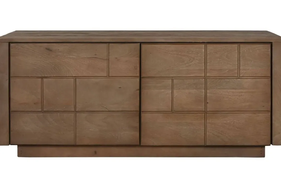 Mueble TV de Madera de Mango Natural con 2 Puertas MB-215235