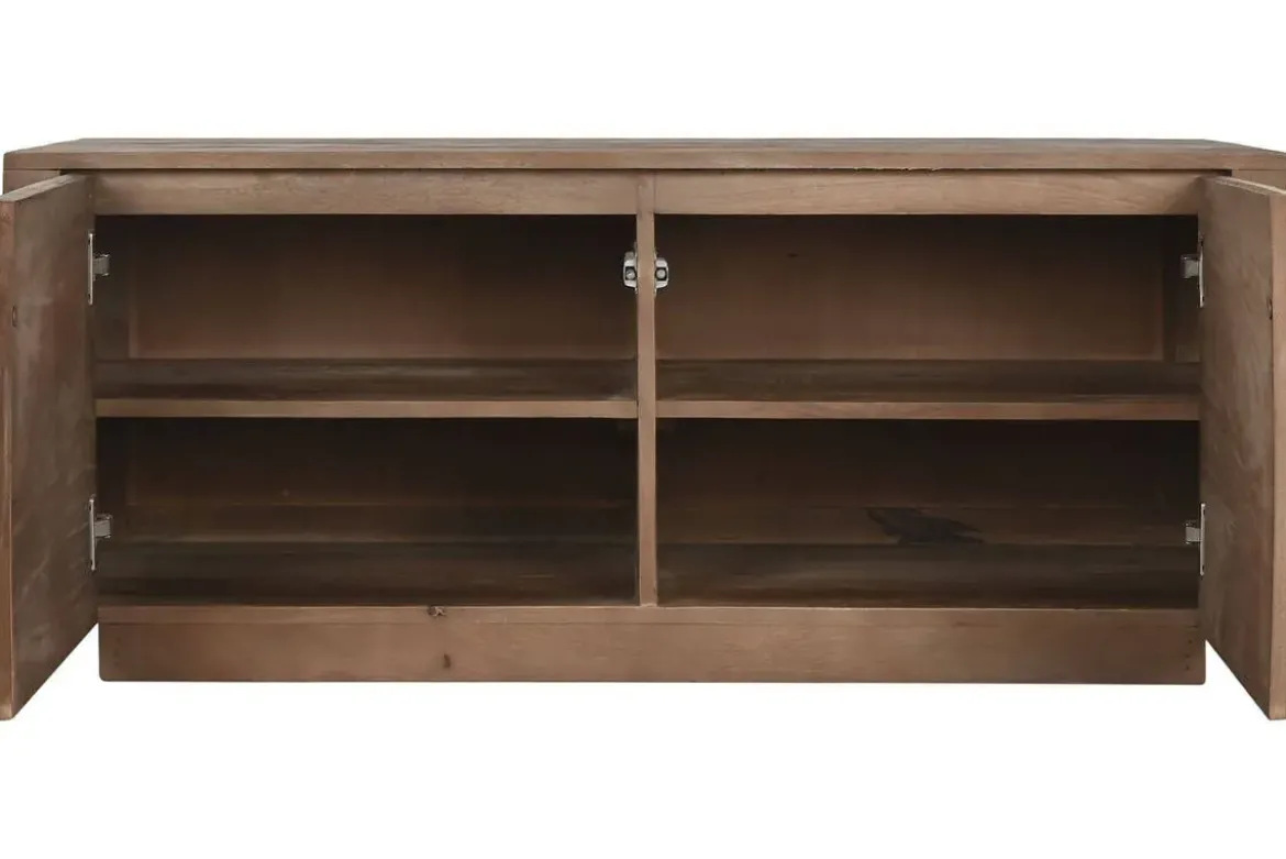 Mueble TV de Madera de Mango Natural con 2 Puertas MB-215235