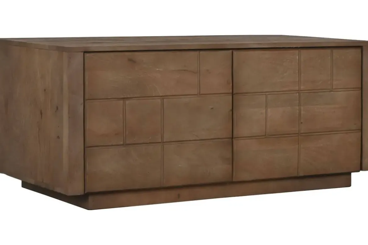 Mueble TV de Madera de Mango Natural con 2 Puertas MB-215235