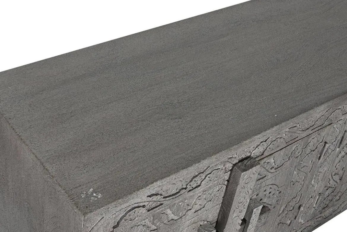 Mueble TV de Madera Tallada Gris MB-214798