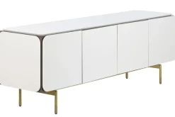 Mueble TV de Madera y MDF Gris con Puertas Talladas MB-223233