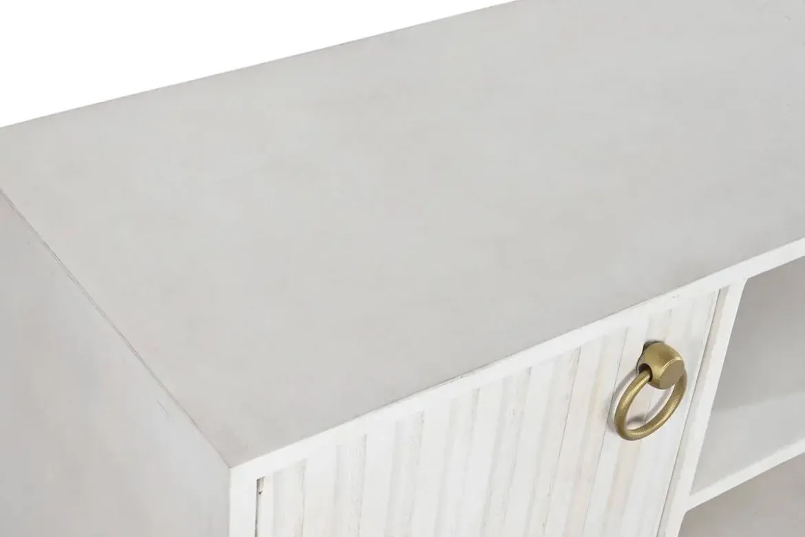 Mueble TV de Mango Blanco con Base de Metal MB-200594