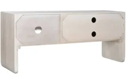Mueble TV de Mango de 140 cm Blanco con Puertas y Huecos MB-214808