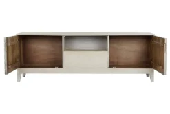 Mueble TV de Mango y Metal Beige con Diseño de Rombos 175 cm MB-205776