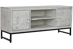 Mueble TV de Mango y Metal con Mandala Blanco MB-200028