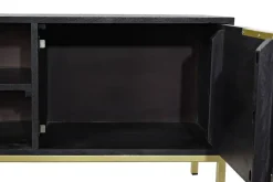 Mueble TV de Mango y Metal Negro con Detalles Dorados MB-182713
