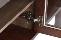 Mueble TV de MDF con Puertas de Cristal Marrón Oscuro MB-224129