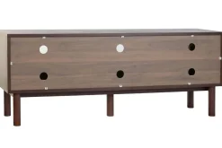 Mueble TV de MDF con Puertas de Cristal Marrón Oscuro MB-224129